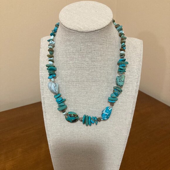 Peyote Bird Jewelry - Peyote Bird Turquoise Necklace 925 Sterling Silver 16"